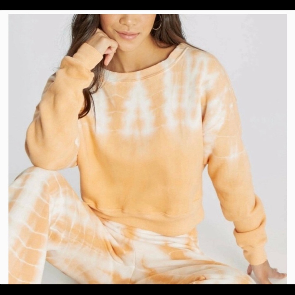 Tie-Dye Melon and White Women's Pullover Sweatshirt M